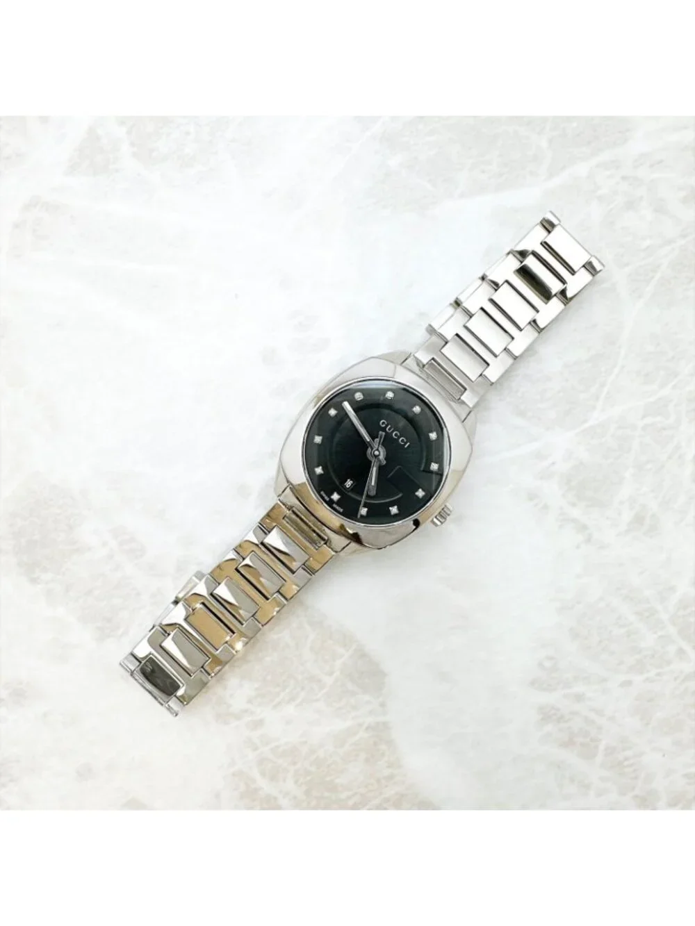 Gucci 142.5 Watch Diamond Quartz Stainless Steel 15.5